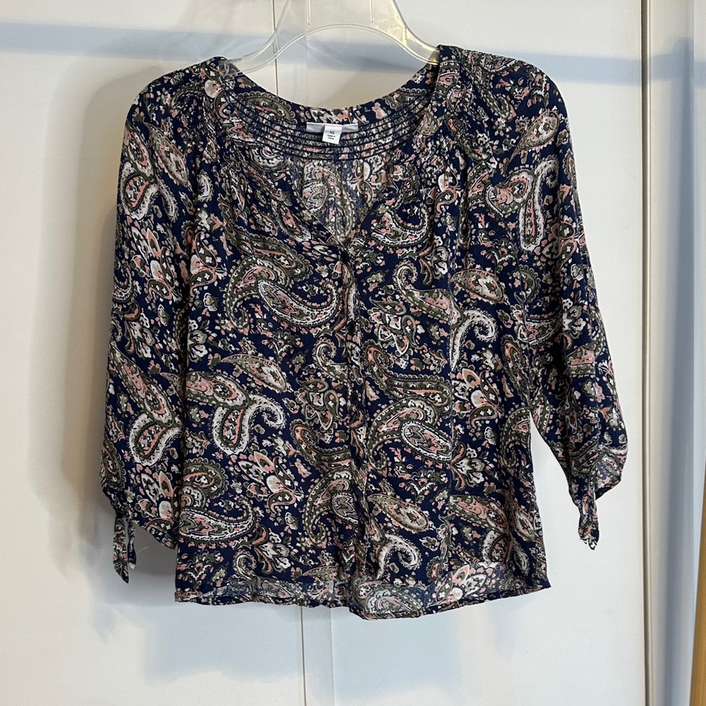 Westport Navy and Pink Paisley‎ Blouse